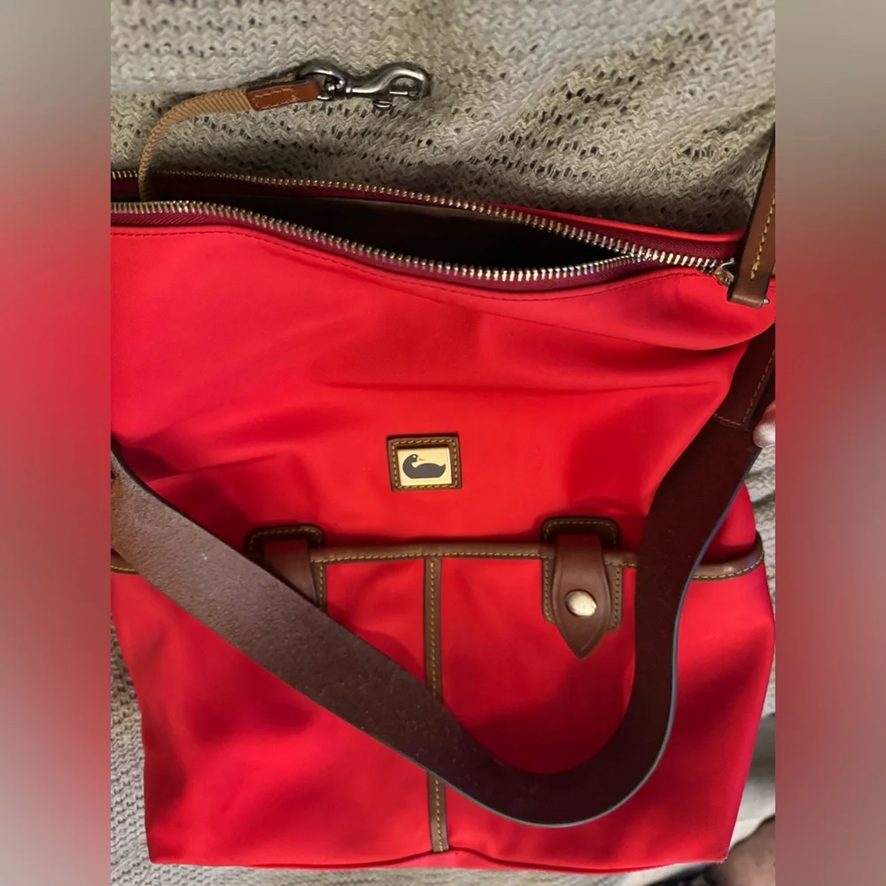 Dooney & Bourke Nylon Red Wayfarer Bag Tan Leather - Picture 13 of 13